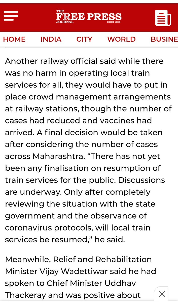 Railway officials kept insisting that they have the staff to manage the overcrowding & it will ease the social distancing pressure of BEST buses. But Uddhav Thackeray Government kept delaying the start of the local trains by saying they will take decisions depending on cases.