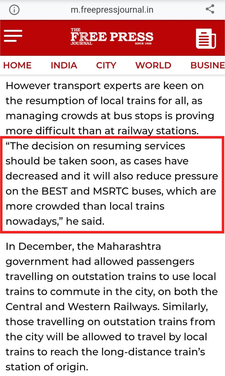 Maharashtra kept dodging the question about starting the local trains where on the other side BEST officials were unable to manage the crowd at the bus stops. Railway platforms are better placed for crowd management. This was a chaotic situation for Mumbai, especially travellers