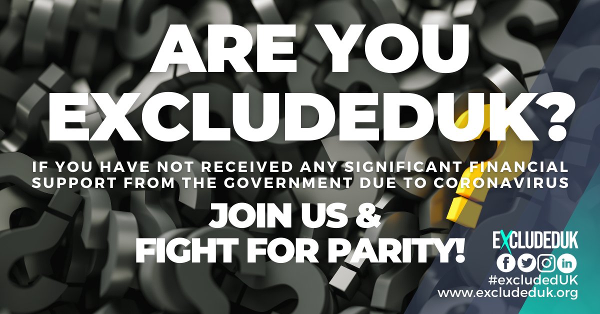 ExcludedUK's tweet image. If you have faced a year of turmoil as a direct result of being ineligible from the Chancellor's world beating schemes then you need to follow @ExcludedUK. No one person should have been left behind during a global pandemic. #ExcludedUK