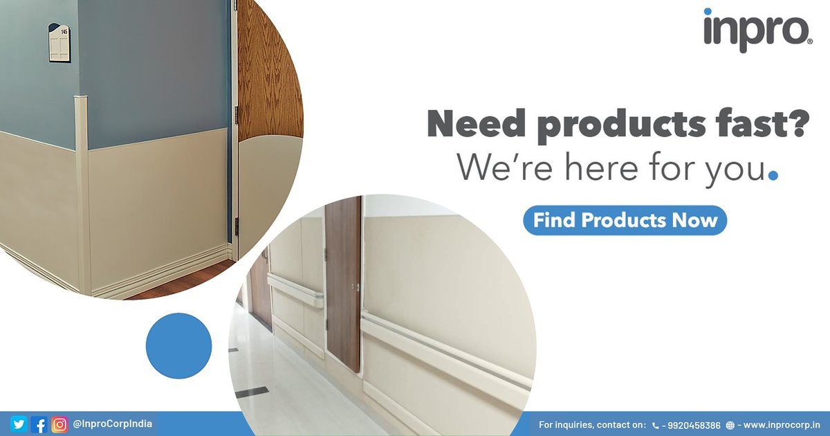 InproCorpIndia's tweet photo. Need products in a hurry? Get whatever you need, whenever you need it with Inpro's wide array of products that are all manufactured right here in India &amp; are sure to meet the requirements of any space. @InproCorp
#InproCorpIndia #cornerguard #handrails #wallguards #rigidpvcsheets https://t.co/Sx7G96MwQp