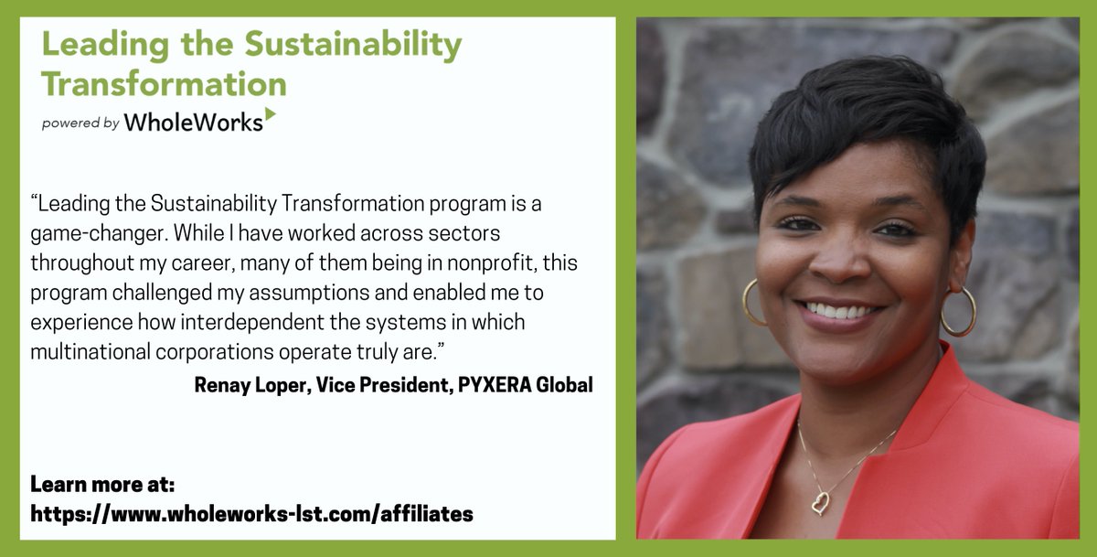 WholeWorksBiz's tweet image. @jrenayloper will also help lead the #LSTprogram interactive workshop this Wednesday, February 10th at #GreenBiz21!

Join us to learn more about Renay's experience in the LST program: bit.ly/2KgktBO
@GreenBiz 

#sustainablebusiness #certificateprogram #sustainability