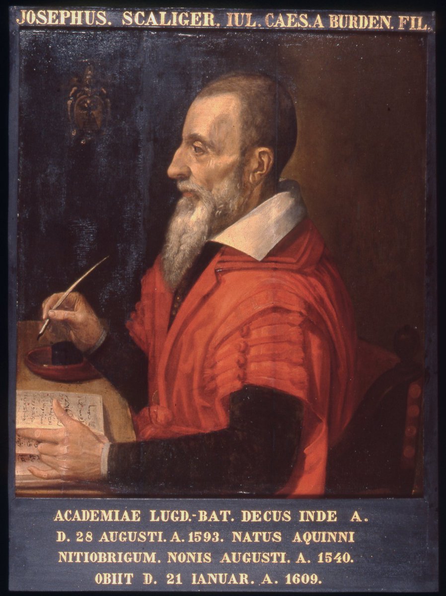 But probably the most important Arabist at Leiden was Joseph Scaliger, the French Protestant humanist who came to Leiden in 1593 AD. Scaliger a polymath who knew Greek, Latin, Arabic, Hebrew, among a host of other languages 5/