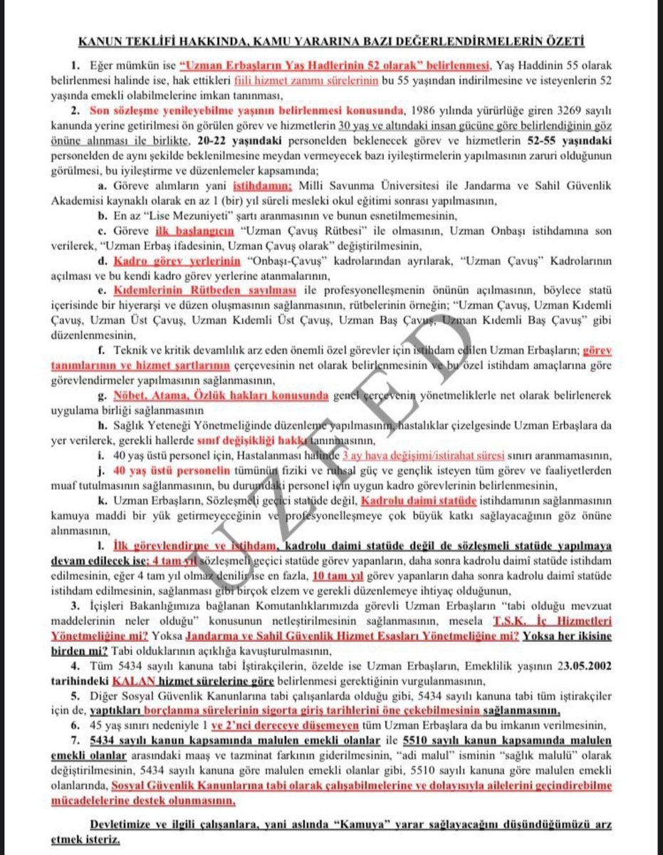 Vatan Savunmasının sözleșmelisi olmaz. Kıdemlerin rütbeden sayılması l. Astlik üstlük ilişkisi getirilmeli. 40 yaş kadro görev yılına çevrilmeli yada 40 yaş kadro tüm Uzman Çavuşlari kapsamali.Erbaș değil Uzman Çavuş olarak değișmelidir. sn <a href="/kayaismail80/">İSMAiL KAYA 🇹🇷</a> #TbmmUzmCvsuDuy