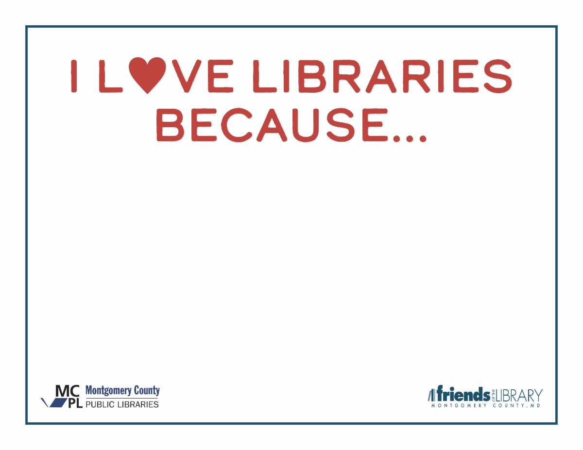 FOLMC's tweet photo. It’s #LibraryLoversMonth! Visit our website for our downloadable “I Love Libraries Because Flyer,” and tell us why you love libraries! Share your flyers and photos with us, and help us illustrate how #LibrariesAreInstrumental. https://t.co/hwo7rb4wLe #Ilovelibraries https://t.co/2TRCLt6qaE