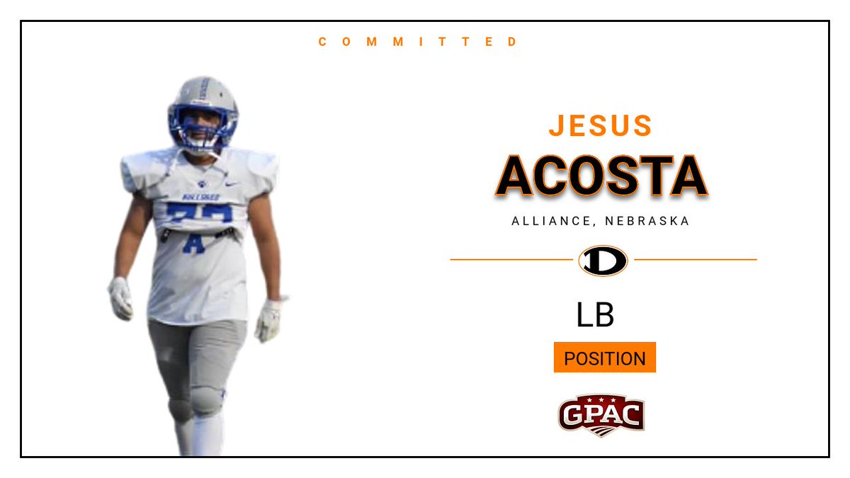 DoaneFootball's tweet photo. Doane Football is excited to welcome 
@JesusAcosta__73 to the Tiger Family!! #HuntWithUs21 #RestoreTheRoar https://t.co/sFgTbRqQAF
