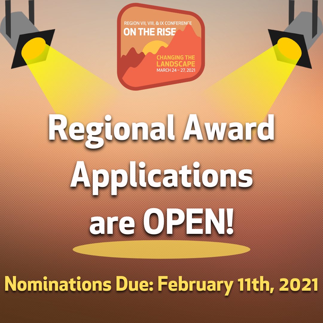 Regional award applications for 2021 are now open and offer a chance to recognize the achievements of both staff and students. Please consider nominating a student, colleague, or program. February 11th deadline is quickly approaching!