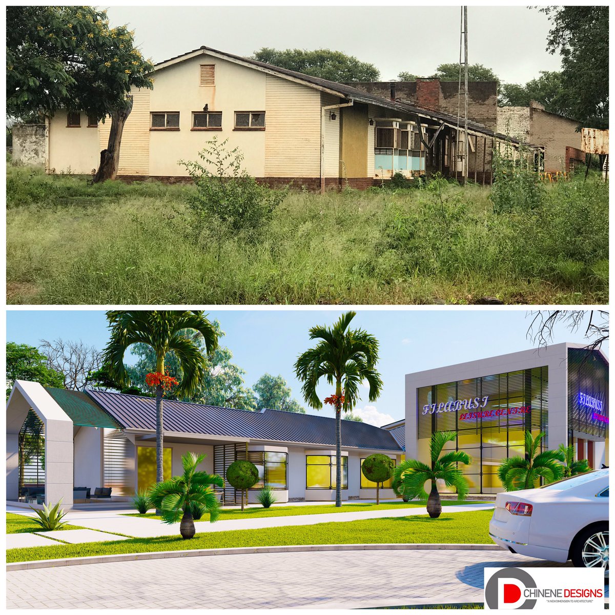 A Refurb of an abandoned building somewhere in Mat. South.... With efforts to make the place vibrant, the Client decided to turn into a #LeisureCentre.... we gave the building a different look altogether 
#TheDetailLiesInTheProcess
#WeLoveWhatWeDo
#WeDoWhatWeLove
#ChineneDesigns