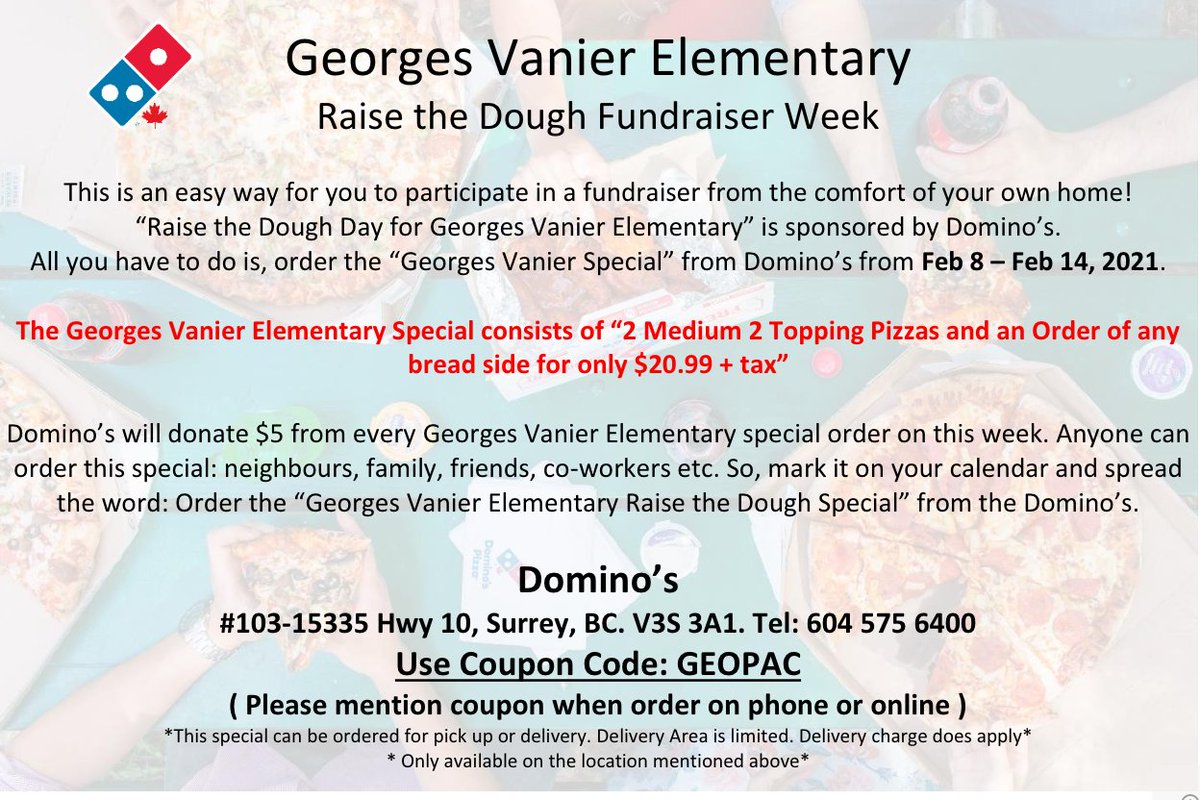 georgesvanier36's tweet photo. Just a reminder about our pizza PAC fundraiser going this week! https://t.co/EWk1rcrzC4