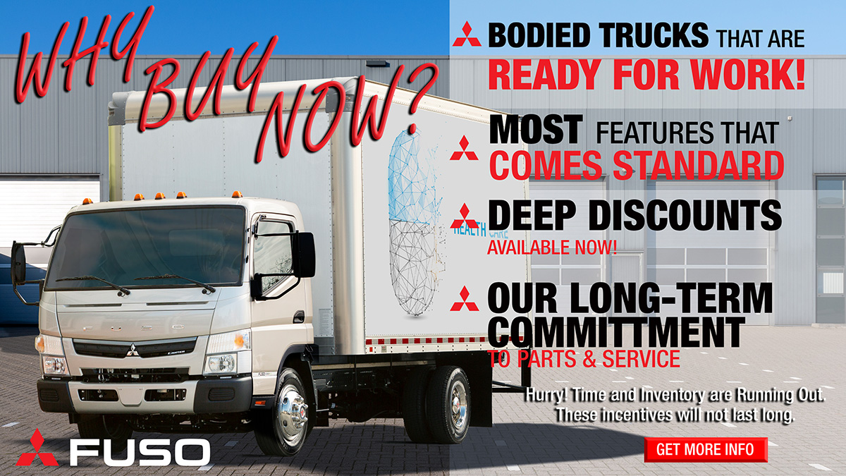FusoTruck's tweet photo. #FUSO Trucks are #ReadyForWork with the most features that #ComesStandard in the medium-duty segment. Throw in our insanely #DeepDiscounts &amp; a long-term commitment to parts &amp; service. How can you not #SwitchToFUSO? Time &amp; Inventory are running out. Act Now https://t.co/fhwM1ocd7j https://t.co/u3h4e2QdNP