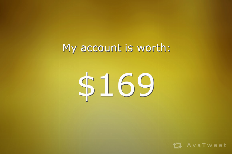 stevodemdj's tweet photo. My Twitter account is worth $169 dollars. Check how much yours is worth at https://t.co/IvbygwubPt #AvaTweet #TwitterWorth https://t.co/CRl8YHtcwH