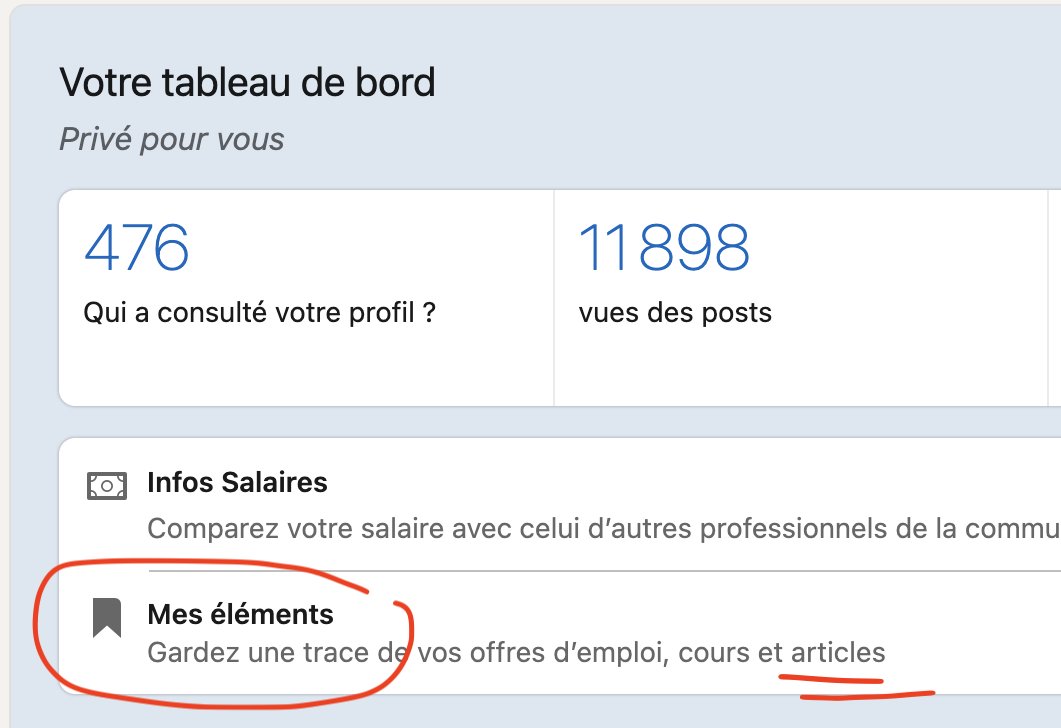 winkel's tweet image. Je viens de galérer pour retrouver des posts #LinkedIn  enregistrés pour plus tard. #Tips Cliquez sur votre photo en home et descendez jusqu'à votre tableau de bord. C'est là !