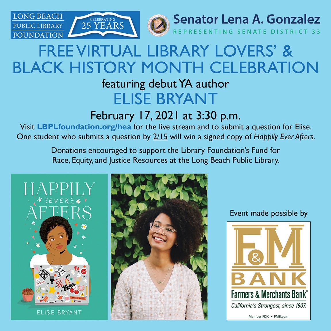 elisembryant's tweet image. Hey Long Beach! I’m so excited to share that I’ll be doing a special virtual event with @lbplfoundation and @SenGonzalez33 on February 17th! You can learn more about it and submit questions here: lbplfoundation.org/hea

@LBSchools students, I especially want to hear from you 🤗