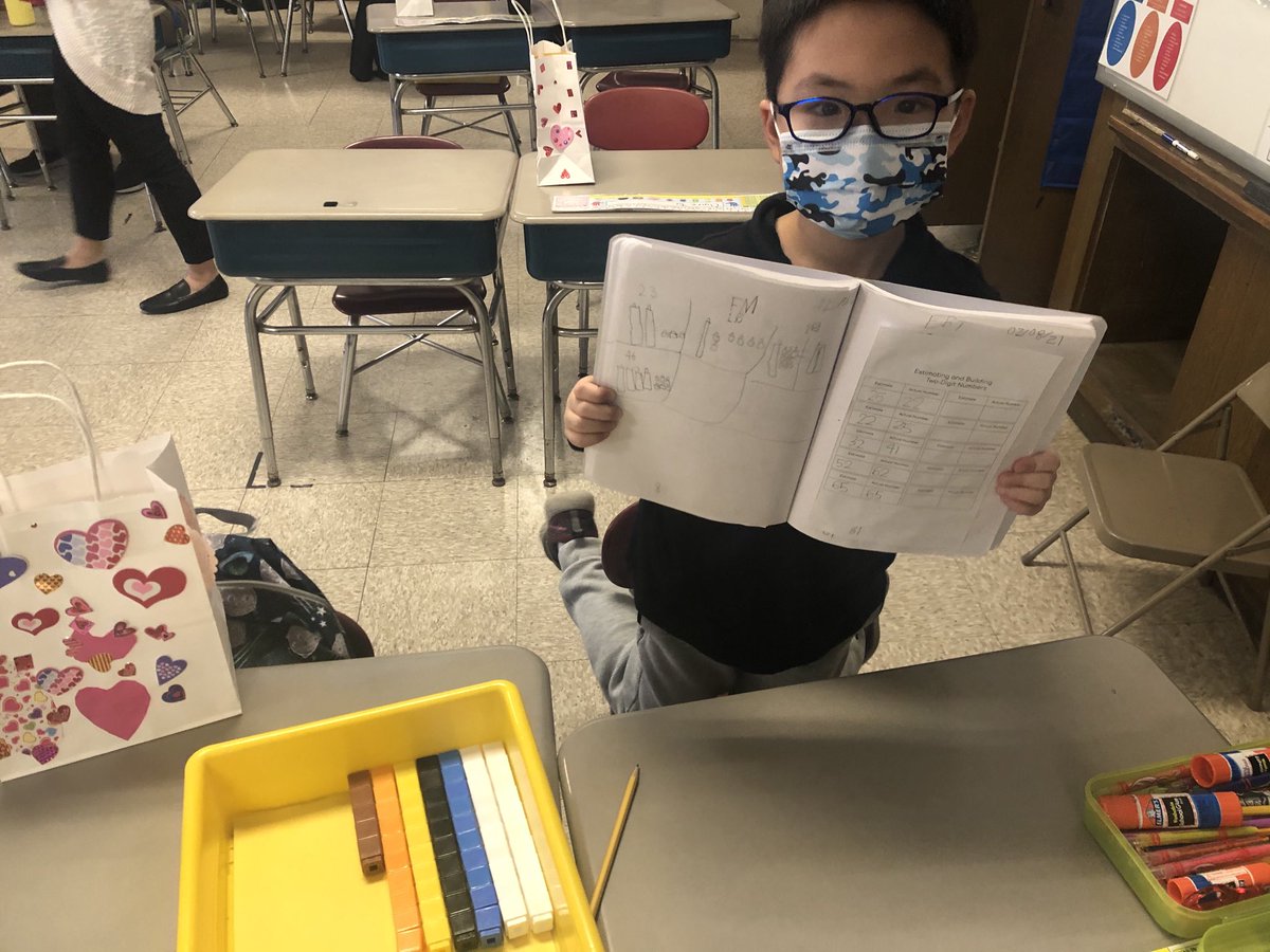We are estimating and building two-digit numbers! Someone in 1-D was spot on with his estimate!