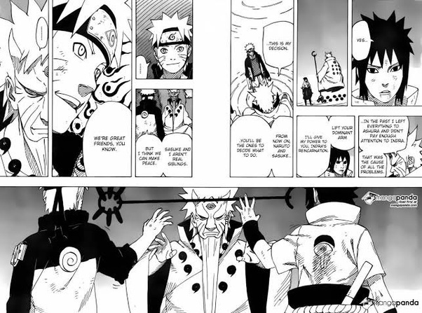 After Naruto and Sasuke were almost killed by Madara, they met with Hagaromo, the sage of six paths. Hagaromo told them about the endless cycle of hatred and shinobi life throughout the years leading up to their era. He then told them about the upcoming threat.