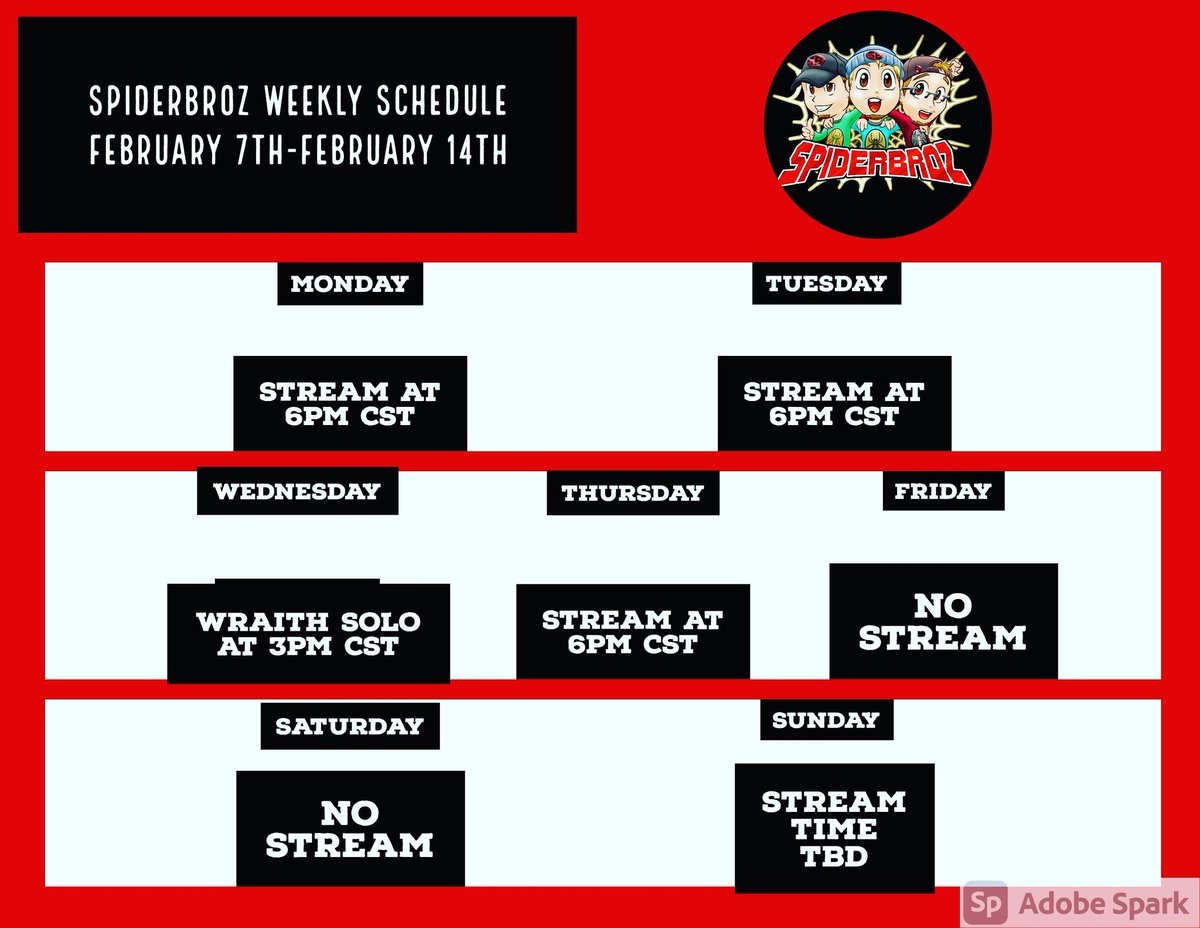 spiderbroz's tweet photo. 🕷Our schedule for this next week!! Let's get this grain!!! 🕷
https://t.co/ywV5Y8toly
#twitchaffiliate #twitch #twitchkittens #famafam #hypexenergy #hypex #hypexenergysquad #twitchstreamer #contentcreator #networking #supportsmallstreamers https://t.co/W6SzawWtW1