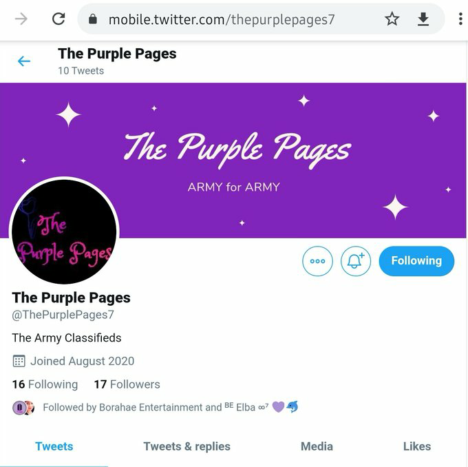 Creative ARMY to showcase their talent through Art, Music and writing -  @BorahaeEnt7Our own Free Purple Page to advertise -  @thePurplePages7Want business advice? -  @BorahaeBizFashion Designers/Textile Designers/Models/Trend analysts ? -  @Fashion_ARMY7  #BTSARMY  @BTS_twt