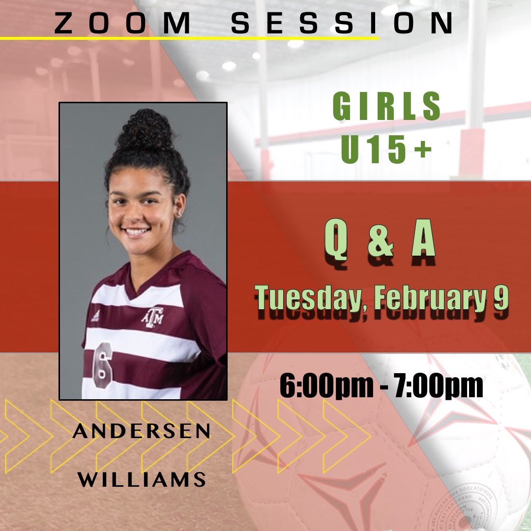 CSWUSoccerClub's tweet photo. C A L L I N G A L L U 1 5 + S W U G I R L S !
Join us tomorrow at 6pm for a Q&A with Andersen Williams!
Andersen played for Team Canada at the U17 Woman’s World Cup in 2018. She played at SWU and moved to Vancouver to play for the super REX.
#SWUProud https://t.co/QaAnHgSioA
