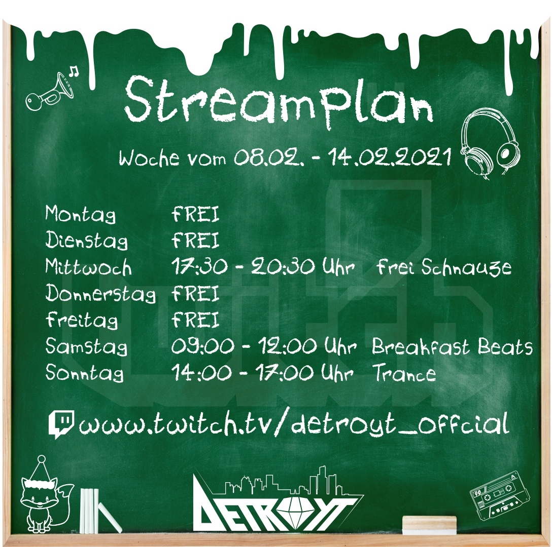 DetroytOfficial's tweet photo. Der Plan für diese Woche ist online⁠!⁠
⁠
Die Mixed Styles werden ab jetzt umbenannt in "frei Schnauze"

Freue mich auf euch. 💚⁠
https://t.co/pLjurxw5jc⁠
⁠
#Detroyt #Techno #Mucke #House #Trance #Hardstyle #ESwing #DnB #Dj #PioneerDj #TwitchDj #TwitchGermany #TwitchDE https://t.co/LoDqGIJk6s