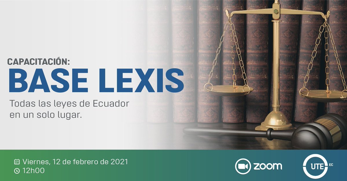 UTE_SD's tweet photo. #UTEInforma I Sé parte de la capacitación para la Base Lexis. Todas las leyes de #Ecuador en un solo lugar.

📅: 12 de febrero de 2021
⌚: 12h00 

✅: https://t.co/g5Gl6dkzxK https://t.co/QyROwmS7kS