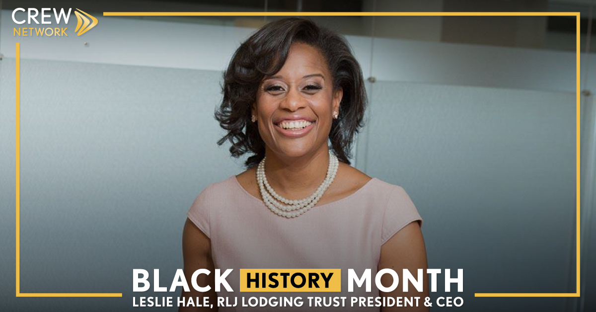 CREW_Network's tweet photo. RLJ Lodging Trust President &amp; CEO Leslie Hale, a 2019 CREW Network Distinguished Leader, is the first Black woman to lead a #REIT. Listen to our #CREWcast podcast for her advice to women and minorities who aspire to #leadership roles: https://t.co/kNbGg7x3NI #BlackHistoryMonth https://t.co/cRcrsT1JeM