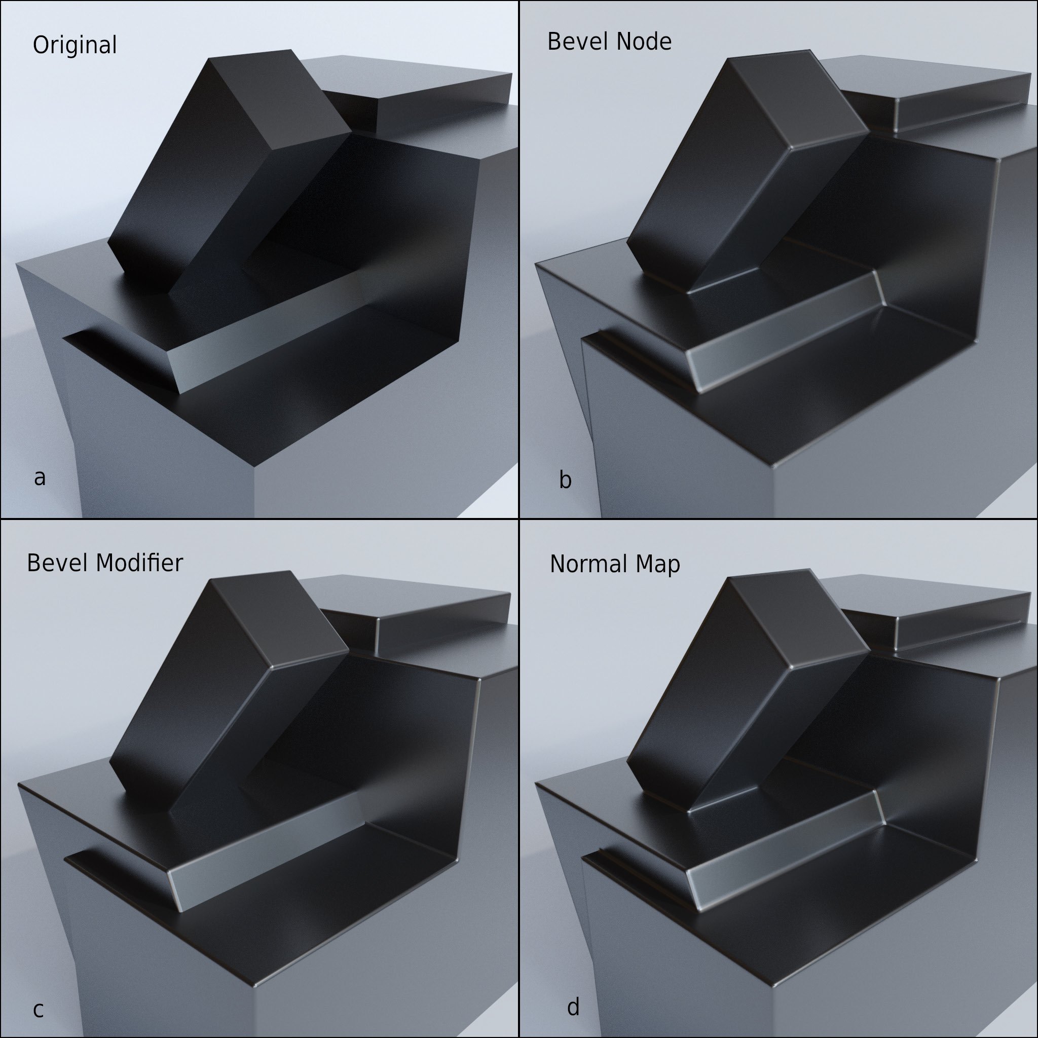 Gottfried Hofmann The Bevel Node Even Works With Intersecting Geometry In A We See Some Demo Geometry In B It Got A Bevel Shader Making It Look Like The Pieces Gottfried Hofmann The Bevel Node Even Works With Intersecting Geometry In A We See Some Demo Geometry In B It Got A Bevel Shader Making It Look Like The Pieces