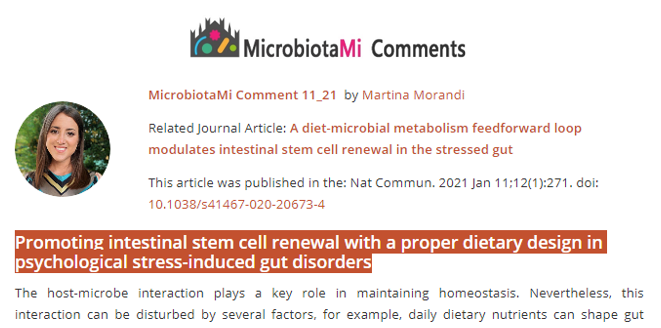 #MicrobiotaMiComment by Martina Morandi "Promoting intestinal stem cell renewal with a proper dietary design in psychological stress-induced gut disorders" #microbiota microbiotami.com/2021/02/08/pro…