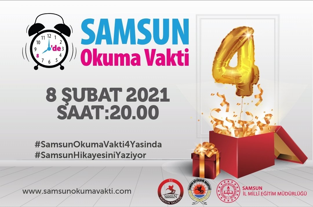 Samsun'dan doğarak ulusal bir sosyal sorumluluk hareketine dönüşen Okuma Vakti projesi, tüm halkımıza yönelik, güncel etkinliklerle dördüncü yılını kutluyor. Samsunlu vatandaşlarımızı projeye destek olmaya davet ediyor, emeği geçenleri tebrik ediyorum.
#Samsunokumavakti4yasinda