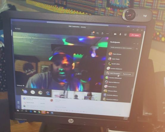 CarletonCougars's tweet image. Lights💡Cameras 📸 Dj 🎶
All the items needed for a virtual dance party🕺🏾. Students with good attendance,  participation, or engagement were invited to a special PBIS celebration. Lots of talking, a little dancing, but plenty of fun. #CarletonRocks #PBIS #EEE