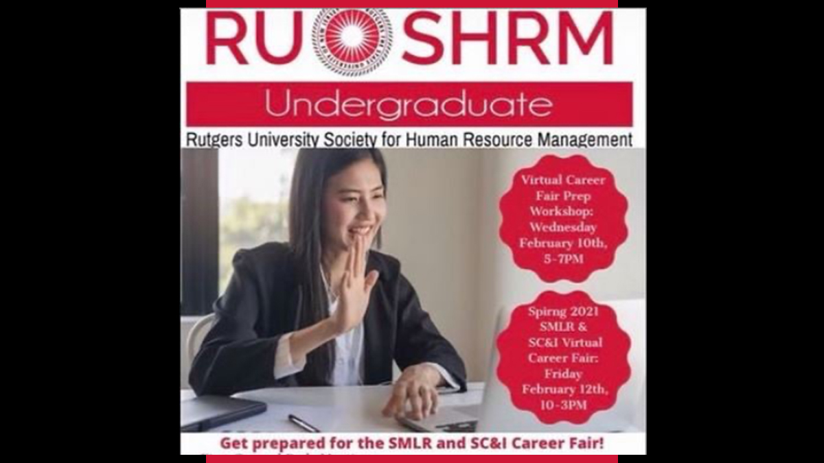 RU_SMLR's tweet photo. Planning to attend the SMLR/SC&amp;I Virtual Career Fair this Friday? Join @RUSHRM_UG for a career fair preparation workshop on Wednesday at 5pm to learn how to strengthen your professional skills &amp; build your network. 

RSVP: https://t.co/JU1DFasfd8 https://t.co/TeF6xw1Gk2