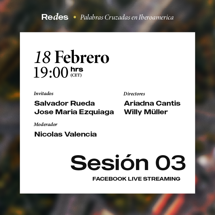 Agéndate 3° sesión de Redes | Palabras Cruzadas en Iberoamérica!

Temática:
"Tactico – Estrategico: Una charla sobre Urbanismo"

Exponen:
> Lic. Salvador Rueda
> Dr. José Mª Ezquiaga

Sesión online y abierta al público.
No te la pierdas! Regístrate - redes.iaac.net/?page_id=669