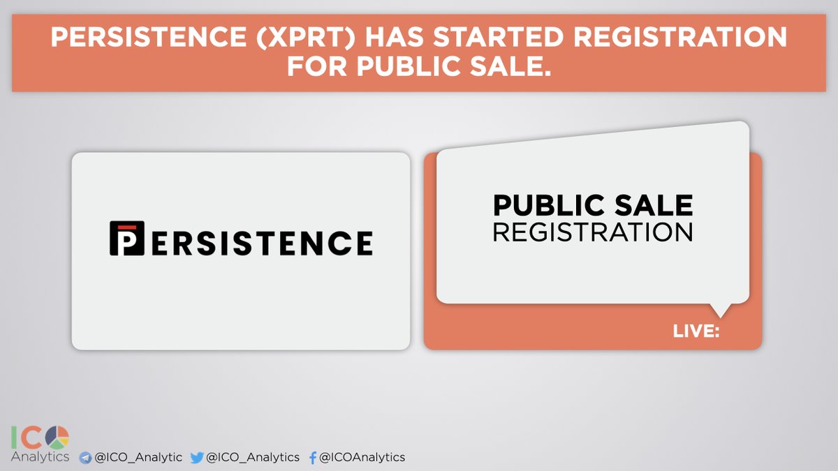 ICO_Analytics's tweet photo. Persistence $XPRT has started registration for public sale. Further public sale details will be revealed over the coming days. @PersistenceOne aims to launch incentivized testnet in Q1 and rollout its products in Q2 this year.
https://t.co/CnUNHiE3qP https://t.co/zVGCBYkSeO