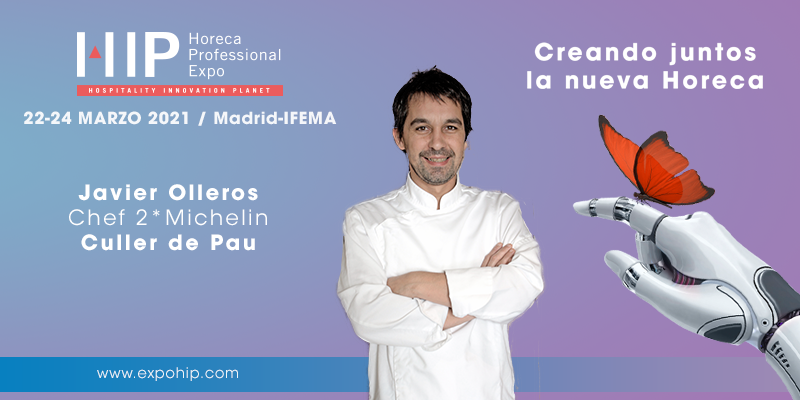 Javi Olleros chef y propietario de @RestCullerdepau, con 2* Michelin y 1* Verde por su compromiso con la sostenibilidad, nos descubrirá en #HIP2021 cómo está la sostenibilidad en España y hacia dónde avanza. Tickets > mtr.cool/zwjvgyjxni