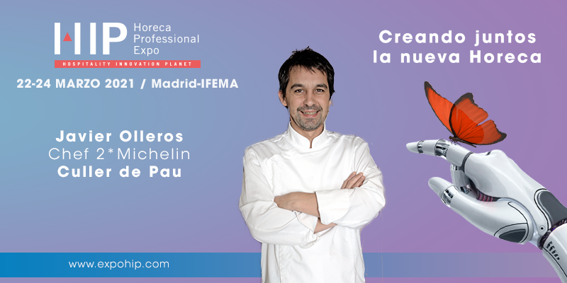 expohip's tweet photo. Javi Olleros chef y propietario de @RestCullerdepau, con 2* Michelin y 1* Verde por su compromiso con la sostenibilidad, nos descubrirá en #HIP2021 cómo está la sostenibilidad en España y hacia dónde avanza. Tickets > https://t.co/W5x5pFrn0O https://t.co/3ZuzjyQxpd