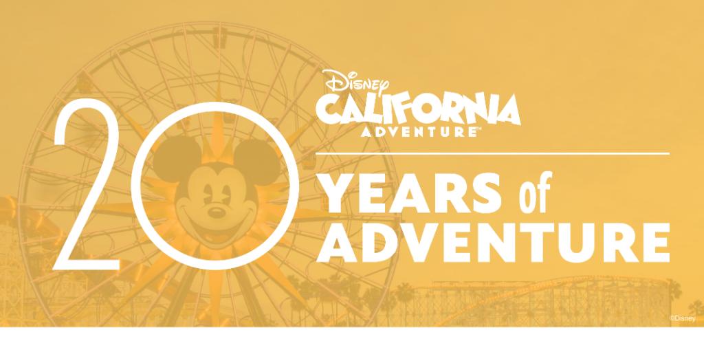 Disneyland's tweet photo. Today we celebrate 20 years of magic at Disney California Adventure park. Let’s explore some of our favorite spots throughout the park, showing how “adventure is out there.” https://t.co/lEdhd7iALq https://t.co/OGBW9tFiuR