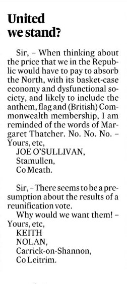 Concerned citizens write to the Irish Times.