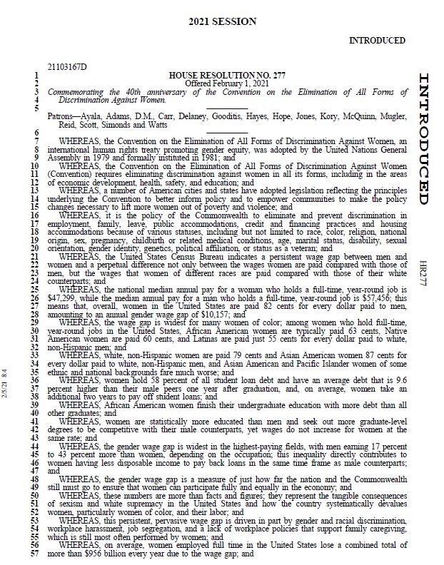 CABlueBlaze's tweet photo. Glad to see ⁦@HalaAyala⁩’s HR277 pass unanimously last week!⤵️Many think reason USA hasn’t ratified @UN_Women⁩ #CEDAW treaty (ratified by 189 other countries) is b/c the #EqualRightsAmendment had not yet been fully ratified. Well now it has‼️ It’s time for both. #ERANow https://t.co/TGyfEQ0zCq