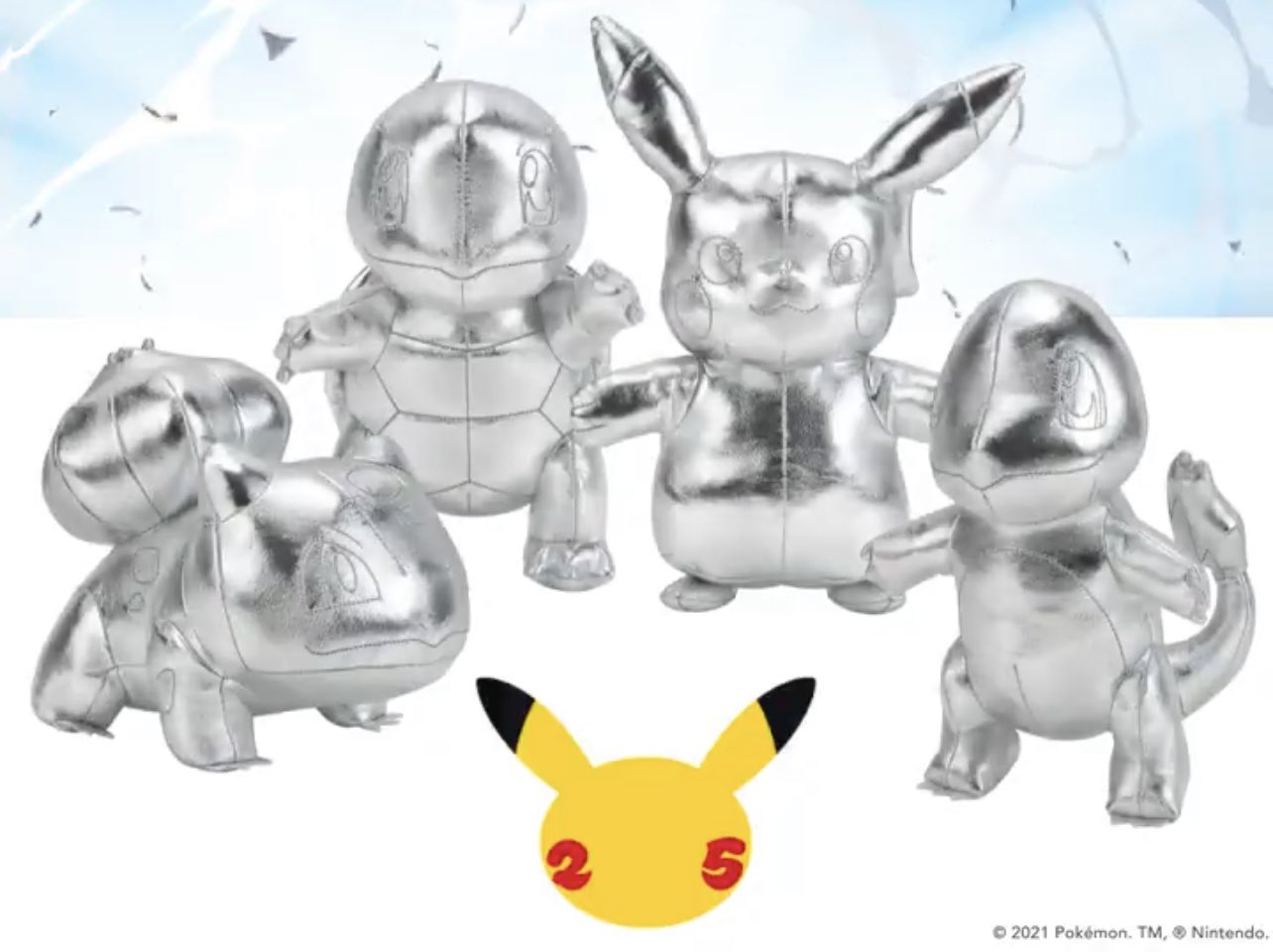  Pokémon 8 Silver Pikachu 25th Anniversary Plush