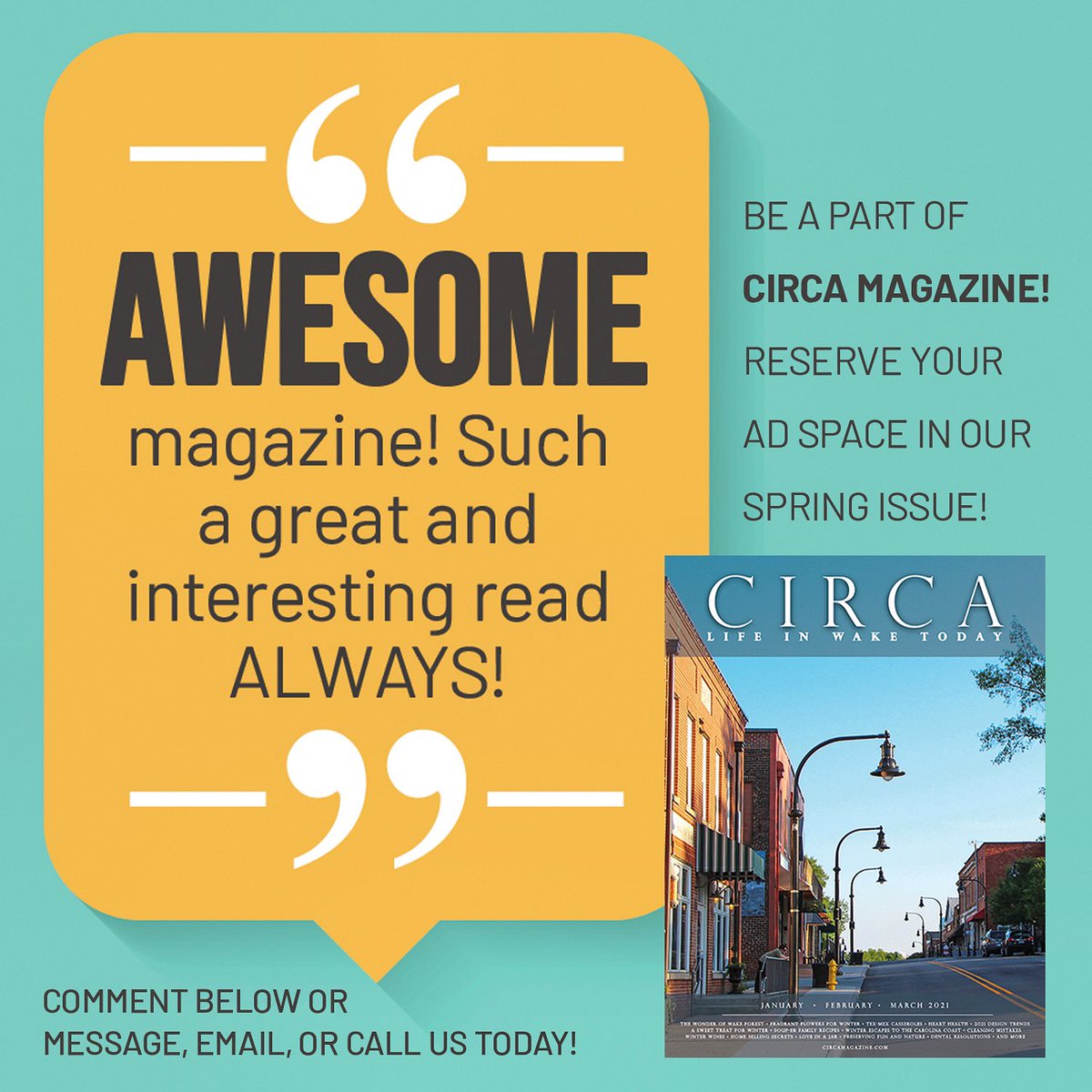 Want to advertise in our spring issue? Contact us today to reserve your ad space!