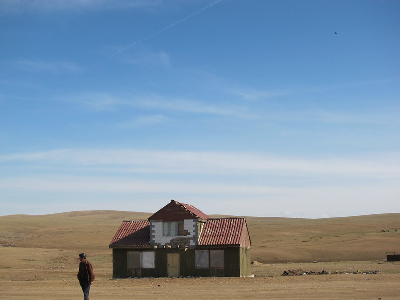 waiting for the bus, Mongolian countryside
