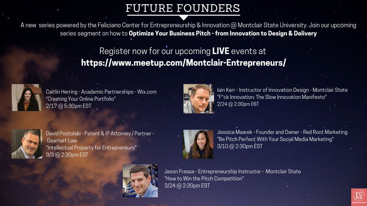 Hey Entrepreneurs! Want to know how to optimize your business pitch - from Innovation to Design &amp; Delivery? Join one of our upcoming free workshops! Register here: meetup.com/Montclair-Entr…