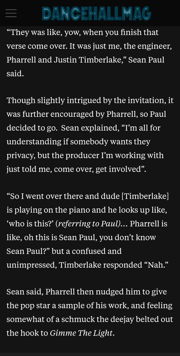 quick thread of justin timberlake being a shitty person. it's happened to more people than you think.sean pauls story on how JTs bodyguard threw him out so smoothly, he almost didn't notice