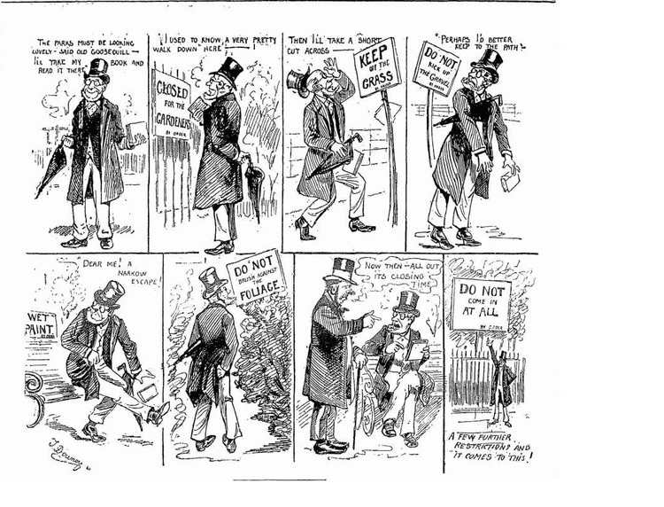 OurStoriesHrtg's tweet photo. Have you listened to episode 3 of Tales of Ordinary Times yet? This wonderful 1890 cartoon tells you everything about how frustrating park rules could be!

#twitterstorians https://t.co/R4K4YhYLea