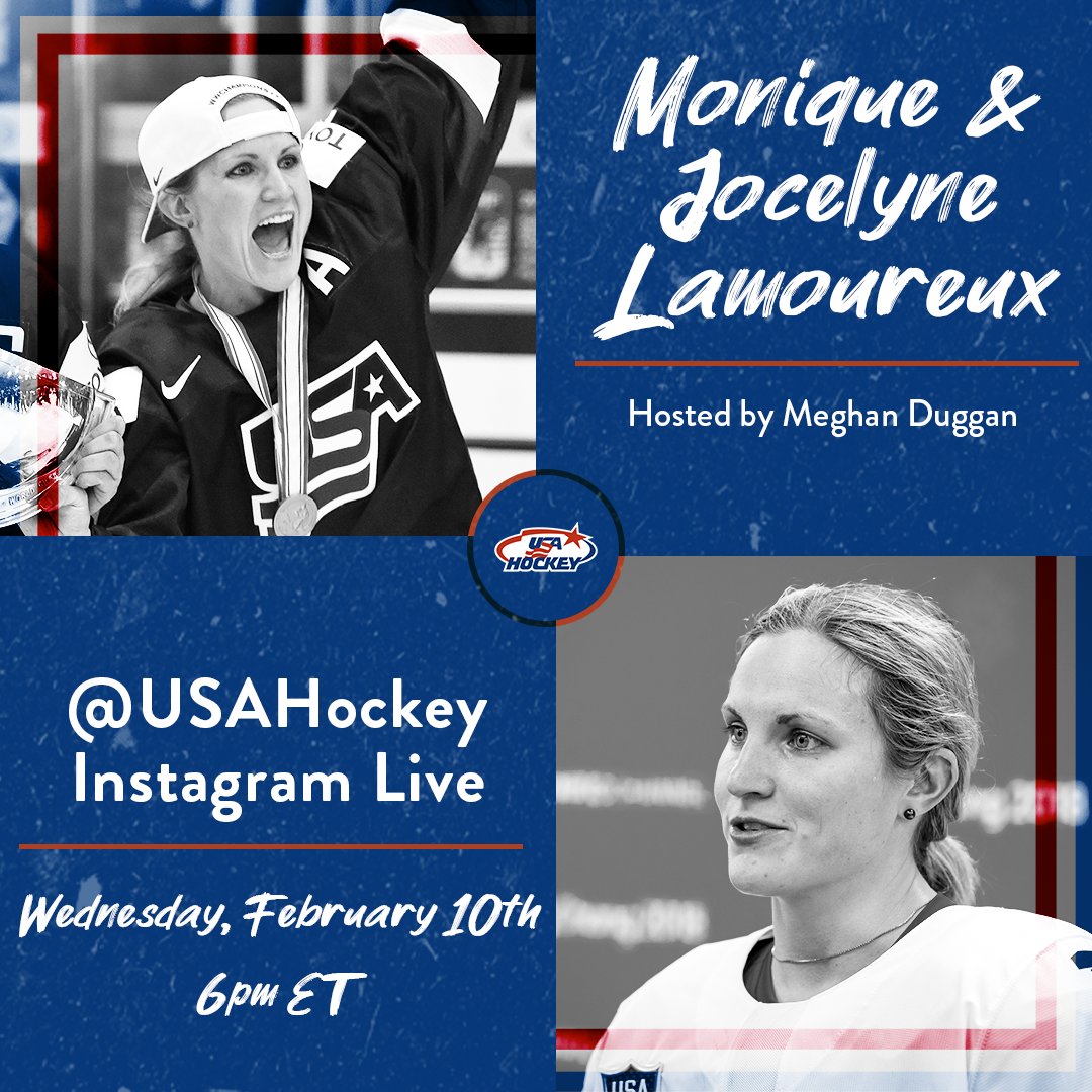 Join the <a href="/LamoureuxTwins/">Jocelyne and Monique Lamoureux</a> &amp; <a href="/mduggan10/">Meghan Duggan</a> tomorrow for an Instagram Live celebration at 6pm ET! 🇺🇸