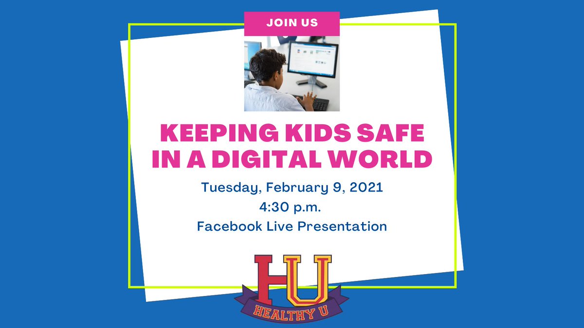 Join us tomorrow, February 9, at 4:30 p.m. on our Facebook page as CCISD leaders give tips on how to keep kids safe across digital platforms. The presentation will be available for playback if you cannot join live. This event is part of CCISD's #HealthyU programming for families.