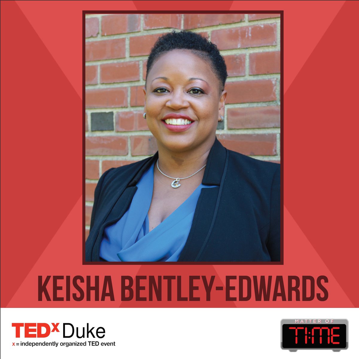 There are 12 DAYS until TEDxDuke 2021! Look out for a link to the Duke Box Office at facebook.com/events/6957628…

In the meantime, we are honored to introduce our first speaker in our speaker countdown, Dr. Keisha L. Bentley-Edwards.

Full Bio: facebook.com/tedxduke