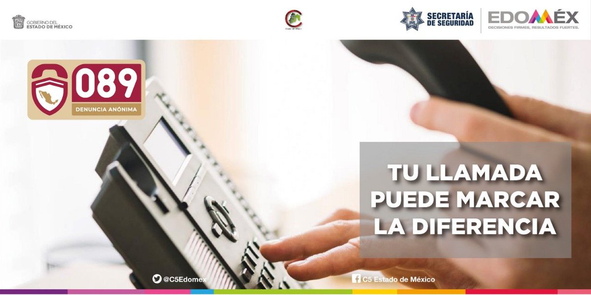C5Edomex's tweet photo. 🔺El Servicio #DenunciaAnónima📞 0⃣8⃣9⃣, es un esfuerzo conjunto de la @SS_Edomex, instituciones y corporaciones que colaboran en conjunto, para reforzar la participación ciudadana en aras de abatir los índices delictivos, de impunidad y corrupción #Denuncia📢
#NoTeQuedesCallad@ https://t.co/h7AW8cjNWs