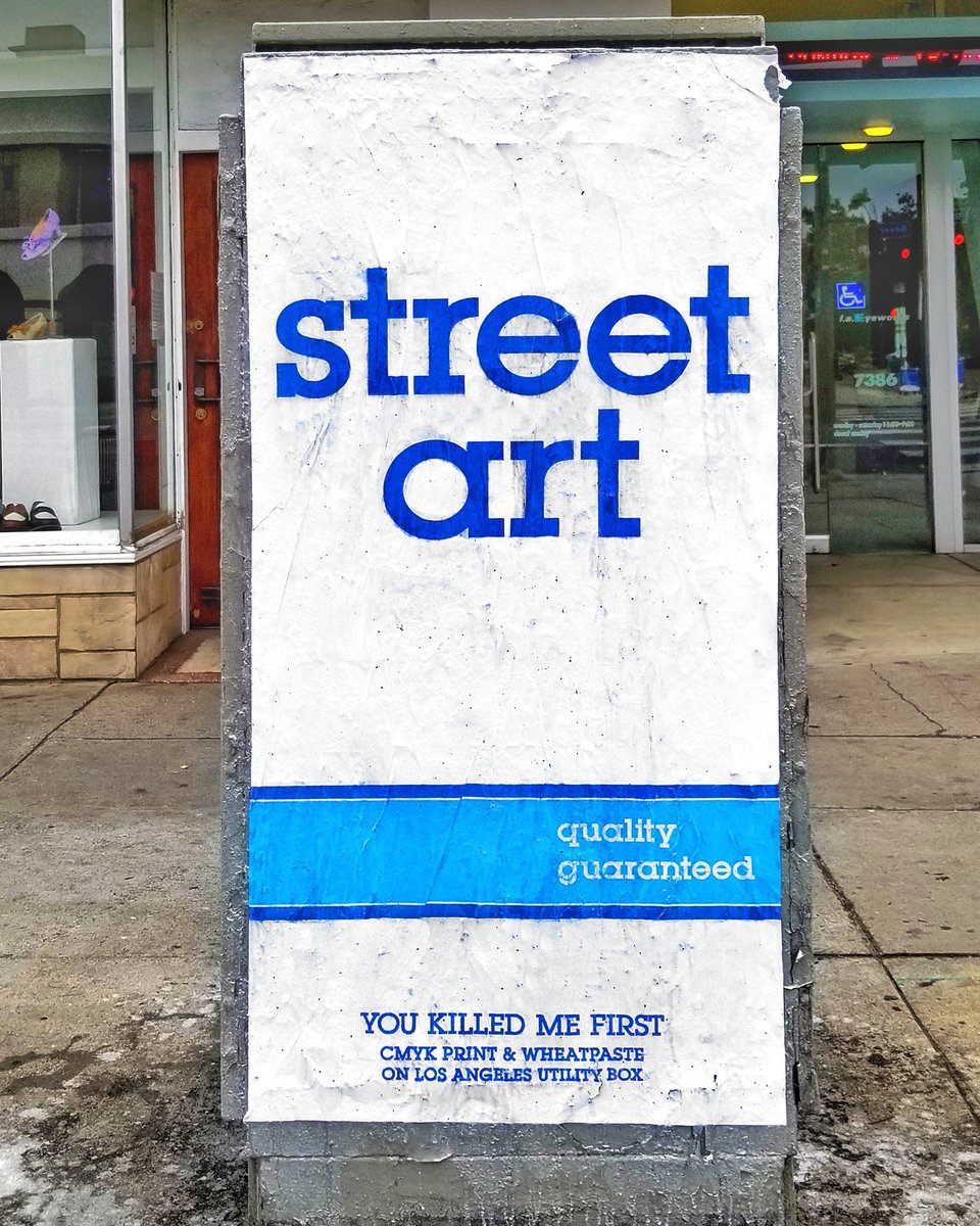 youkilledme1st's tweet photo. "Due to cultivation of a name brand mindset, customers might believe that a name branded product looks better than a generic one. In many cases, this is NOT true!"....

#youkilledmefirst #cult33 #streetart #wheatpaste #streetartla #losangelesstreetart #genericstreetart https://t.co/s30p6BTjjF