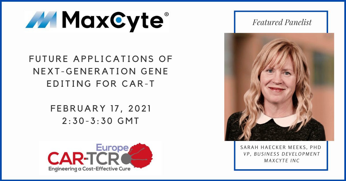 MaxCyte_info's tweet image. Hear Dr. Meeks at CAR-TCR Europe on Feb 17 discuss the relative advantages and practical challenges in applying novel #GeneEngineering techniques to CAR-T manufacturing.
Register now: cartcr-europe.com.

#MyExpertPlatform #CARTEU #GeneTherapy #CellTherapy