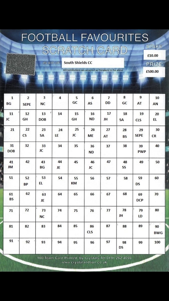 southshieldscc's tweet photo. Blind card update.... HALFWAY!!!
 
Half of the numbers have gone. To those who have already puchased, your support is greatly appreciated.

You could be £500 better off!

Select your number and contact bradleyaskinner@icloud.com

Youve got to be in it to win it!! https://t.co/ILB49GzAlk
