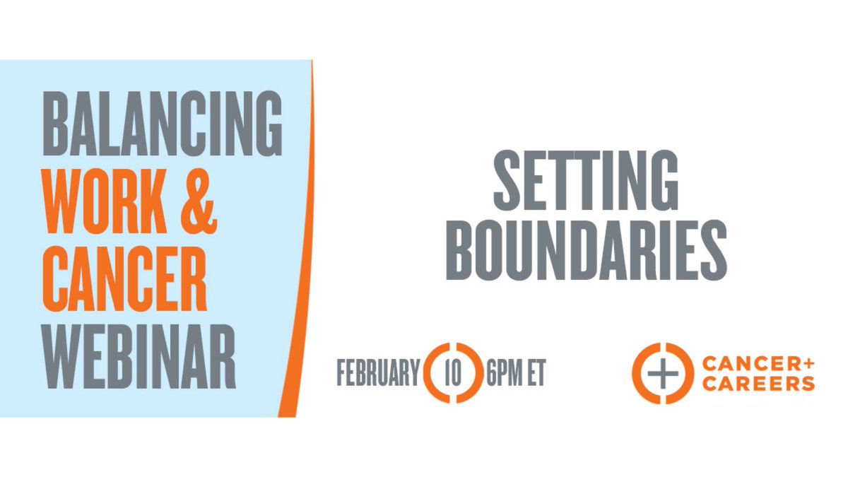 CancerAndCareer's tweet photo. This Wednesday! Join our free webinar to learn tips & tools for implementing (and maintaining) #boundaries at work after a #cancer diagnosis. To register: https://t.co/QAkDpUC2rL
#bethebossovercancer #knowledgeispower #balancingworkandcancer https://t.co/JDwDdBI35U